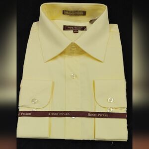 HENRI PICARD BY DON JONATHAN GOLD DRESS SHIRT.